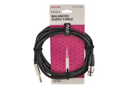 GEWA Pro Line -balansoitu kaapeli 6 m, stereojakki XLR-naarasliittimeen