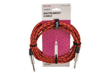 GEWA Pro Line instrumenttikaapeli 6 m, mustanpunainen tweed, suora jack