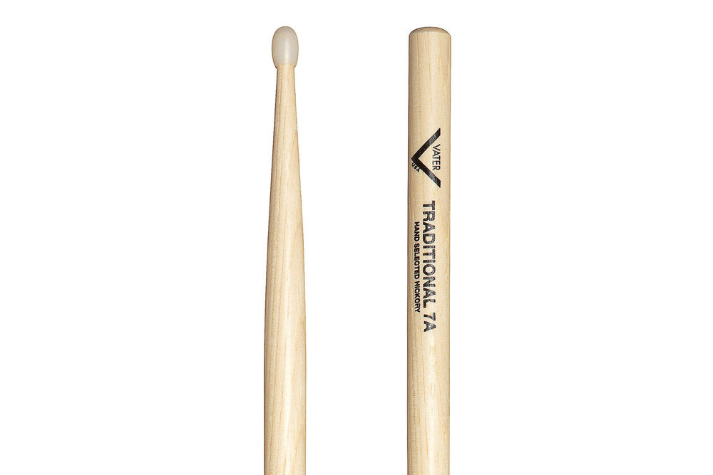 Vater Traditional 7A trommestikker, hickory, nylonspids