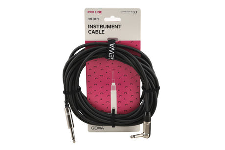 GEWA Pro Line -instrumenttikaapeli 9 m, suora kulmikkaaksi jack-liittimeksi