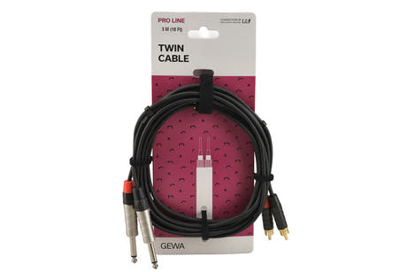 GEWA Pro Line -kaksoiskaapeli 3 m, 2 x jack 2 x cinch