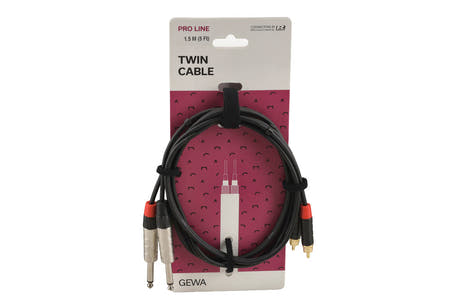 GEWA Pro Line kaksoiskaapeli 1,5 m, 2 x jack 2 x cinch