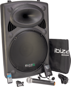 Ibiza Kannettava Kaiutin 15" Bassolla (Musta, 800W)