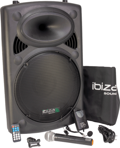 Ibiza Kannettava Kaiutin 15" Bassolla (Musta, 800W)