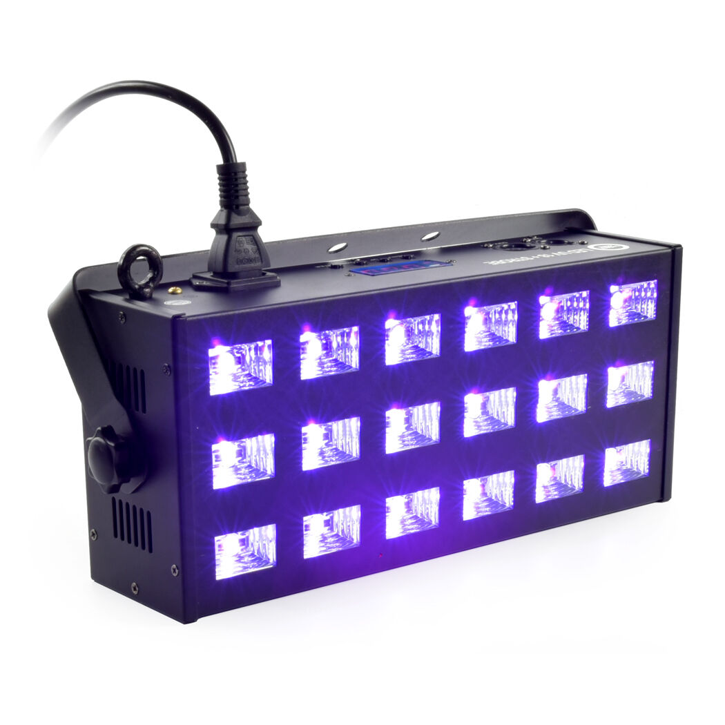 LIGHT4ME LED UV 18x3W kohdevalo + strobe DMX