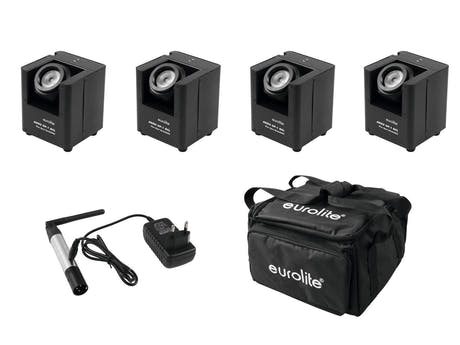 EUROLITE Setti 4x AKKU UP-1 + SB-4 pehmeä laukku + QuickDMX Wireless Transmitter