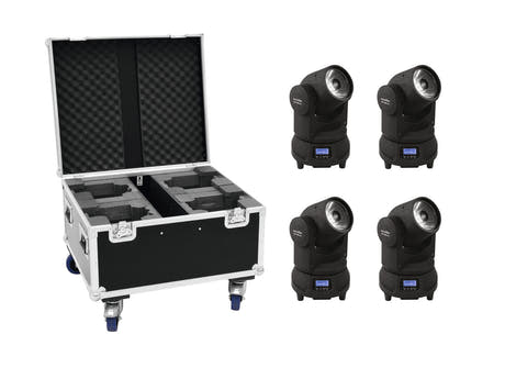 EUROLITE Set 4x LED TMH-X1 Liikkuvat päät Beam + Case