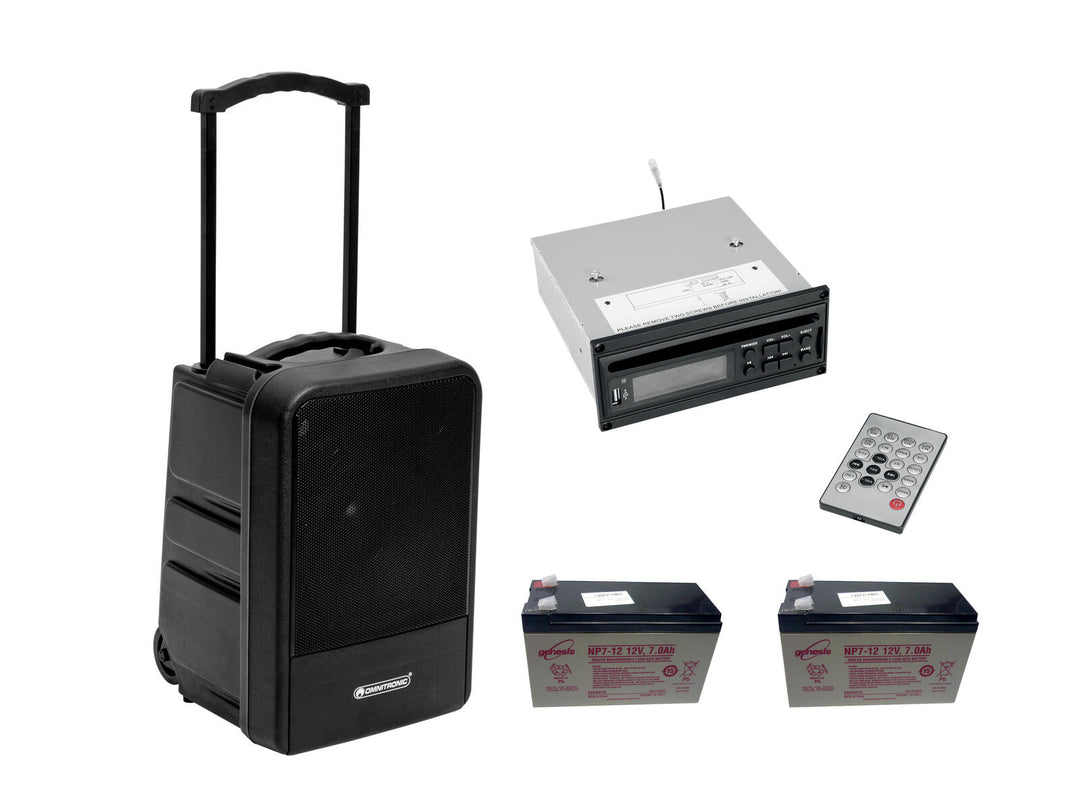 OMNITRONIC Set MOM-10BT4 modulaarinen langaton PA-järjestelmä + CD-soitin USB&SD + 2x Battery