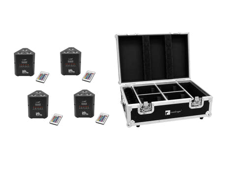 EUROLITE Set 4x AKKU TL-3 TCL QuickDMX + Case lataustoiminnolla