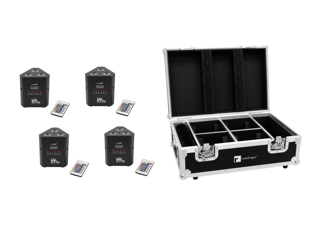 EUROLITE Set 4x AKKU TL-3 TCL QuickDMX + Case lataustoiminnolla