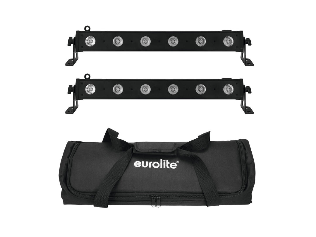 EUROLITE Set 2x LED BAR-6 QCL RGBW + pehmeä laukku