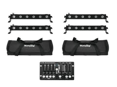 EUROLITE Sarja 4x LED BAR-6 QCL RGBW + 2x Soft Bag + Controller