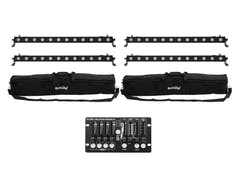 EUROLITE Set 4x LED BAR-12 QCL RGBW + 2x pehmeä laukku + ohjain