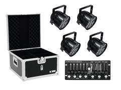 EUROLITE Setti 4x LED PAR-56 HCL bk + Kotelo + Ohjain