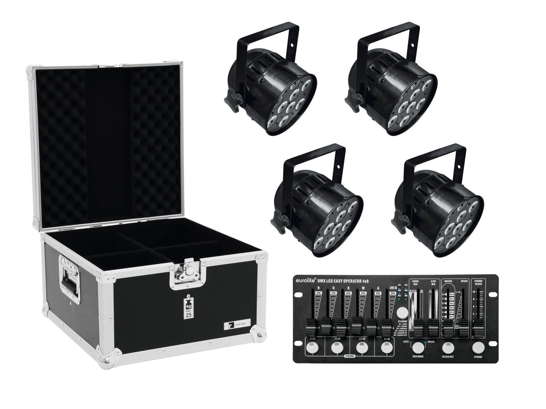 EUROLITE Setti 4x LED PAR-56 HCL bk + Kotelo + Ohjain