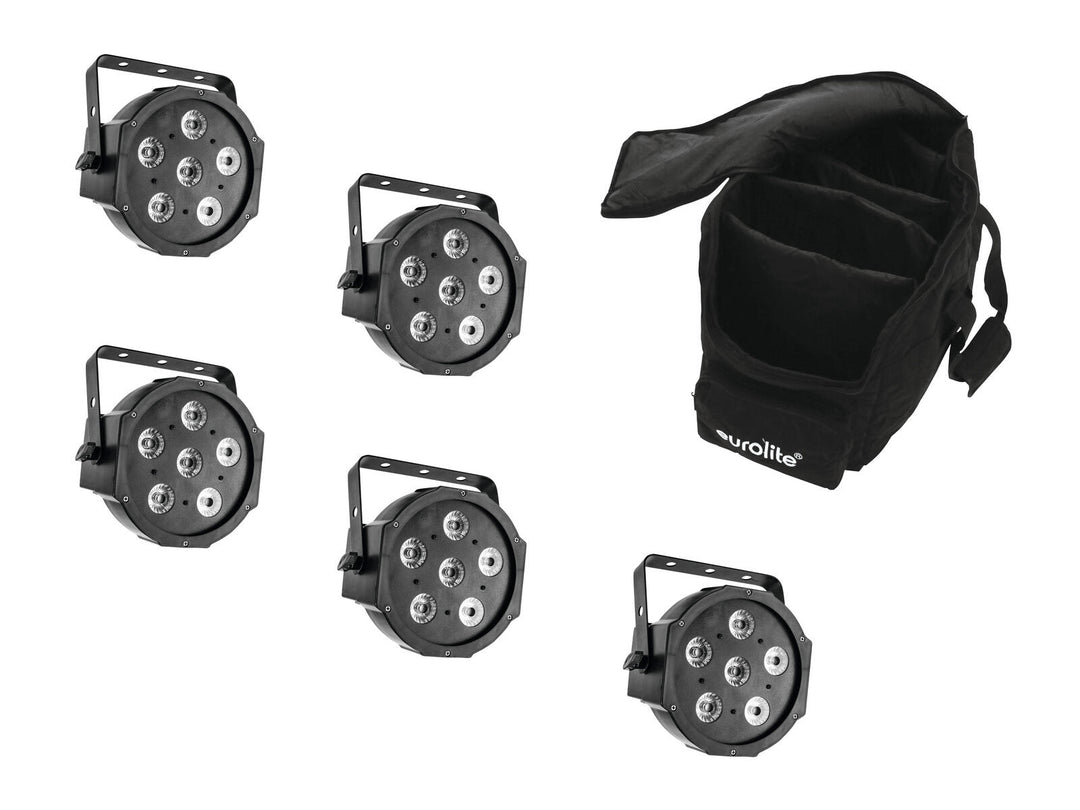 EUROLITE Setti 5x LED SLS-6 TCL Spot + Pehmeä Laukku