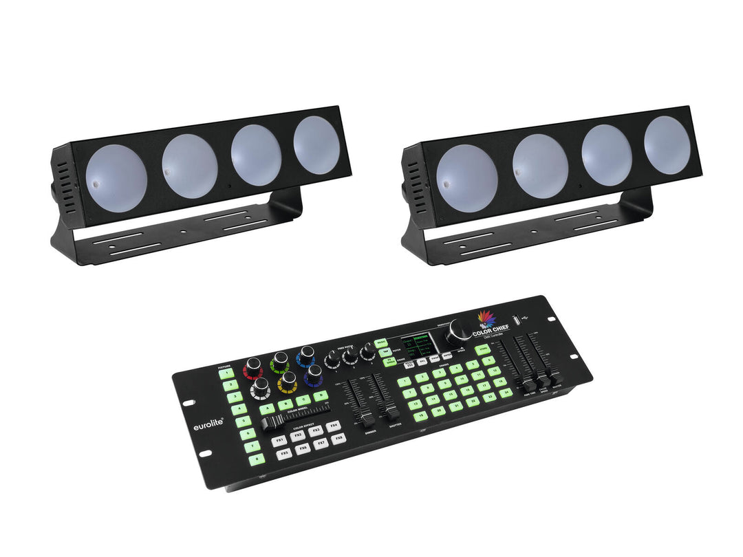 EUROLITE-setti 2x LED CBB-4 + DMX LED Color Chief -ohjain