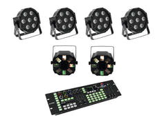 EUROLITE Set 4x LED SLS-7 HCL Floor + 2x LED FE-700 + DMX LED Color Chief -ohjain