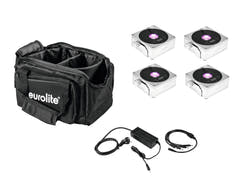 EUROLITE Setti 4x AKKU IP Flat Light 1 chrome + Soft Bag + laturi