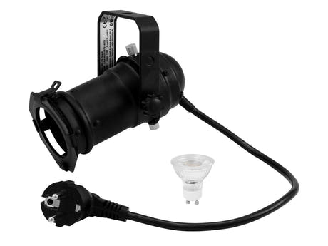 EUROLITE Set PAR-16 Spot GU-10 musta + GU-10 230V LED SMD 7W 3000K