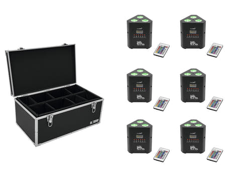 EUROLITE Set 6x AKKU TL-3 TCL Trusslight QuickDMX + laukku TDV-1
