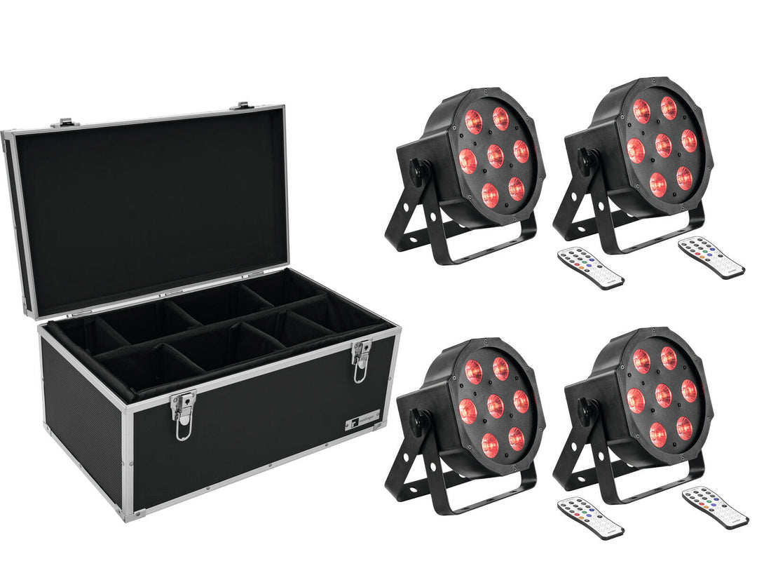 EUROLITE Set 4x LED SLS-7 HCL lattia + Case TDV-1