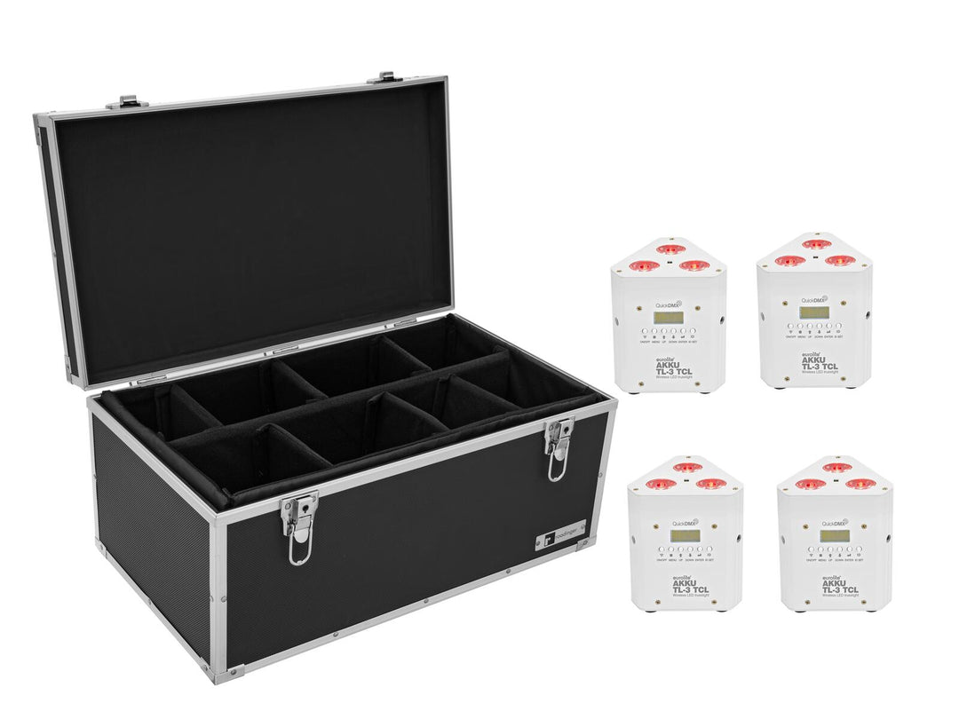 EUROLITE 4x AKKU TL-3 TCL white + Case TDV-1 -setti