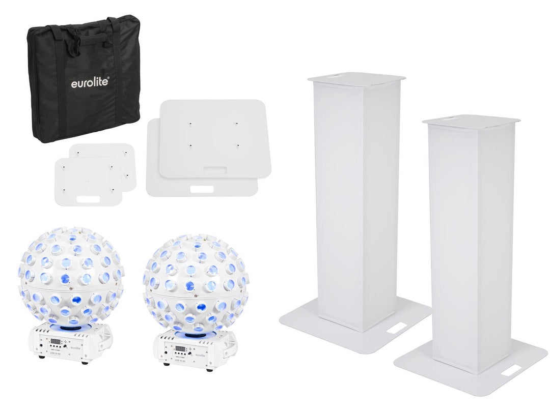 EUROLITE Set 2x Stage-standi 100cm + 2x LED B-40 Beam Effect valkoinen