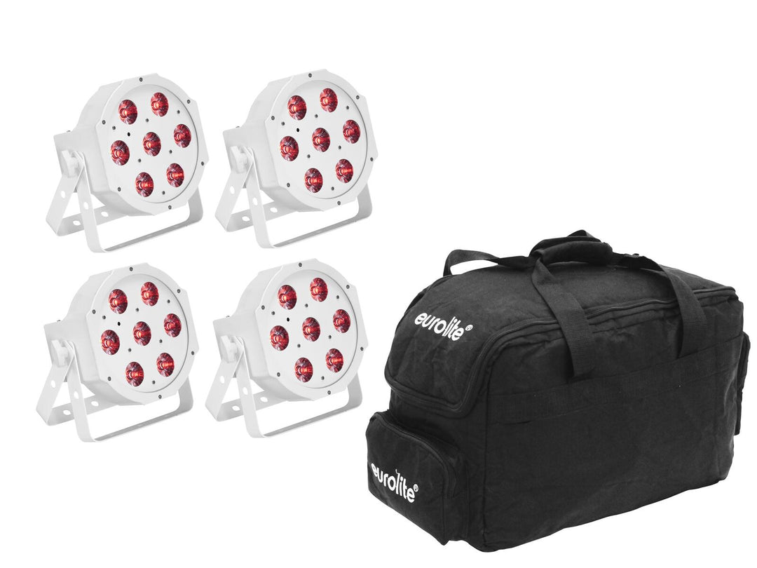 EUROLITE Setti 4x LED SLS-7 HCL Spot valkoinen + pehmeä laukku