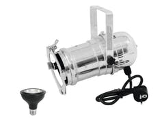 EUROLITE Set PAR-30 Spot sil + PAR-30 230V COB 12W E-27 LED 1800-3000K dim2warm