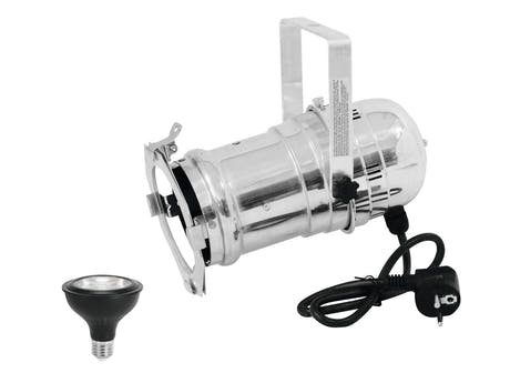 EUROLITE Set PAR-30 Spot sil + PAR-30 230V COB 12W E-27 LED 1800-3000K dim2warm
