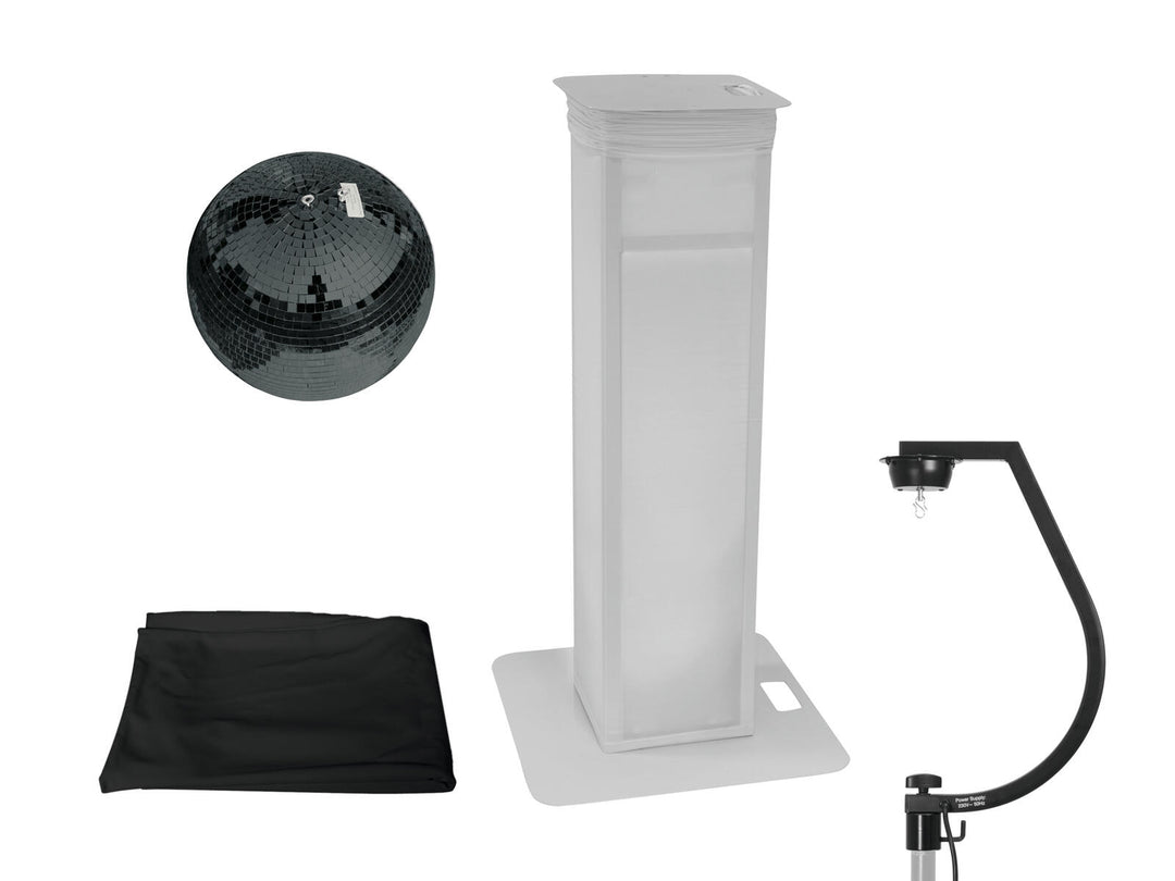 EUROLITE Setti peilipallo 30 cm musta, säädettävällä stage stand -telineellä + musta suojus