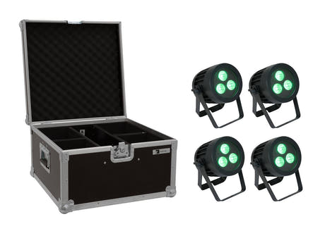 EUROLITE Setti 4x LED IP PAR 3x8W QCL Spot + Case