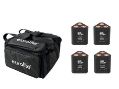 EUROLITE Set 4x AKKU TL-3 QCL RGB+UV Trusslight + SB-4 Pehmeä laukku