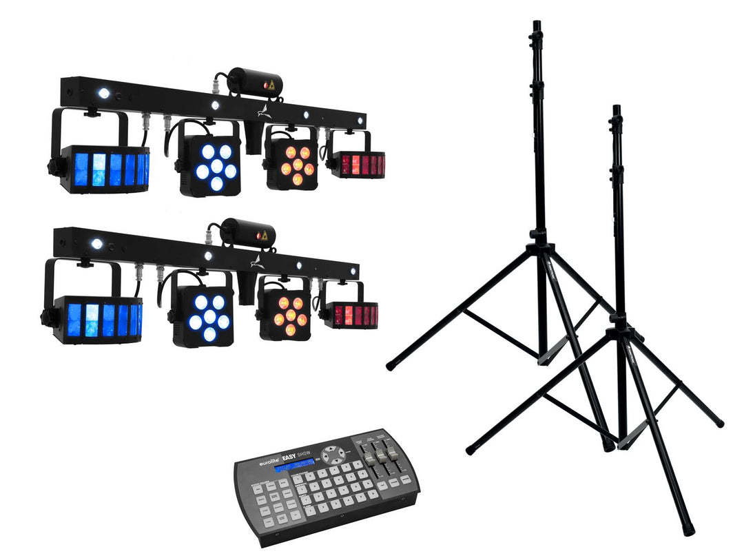 EUROLITE Set 2x LED KLS Laser Bar PRO + Easy Show + 2x M-4-kaiutinjärjestelmän teline