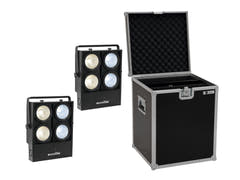 EUROLITE setti 2x Audience Blinder 4x100W LED COB CW/WW + kotelo