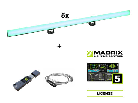 EUROLITE Set 5x LED PR-100/32 Pixel DMX Rail + Madrix-ohjelmisto