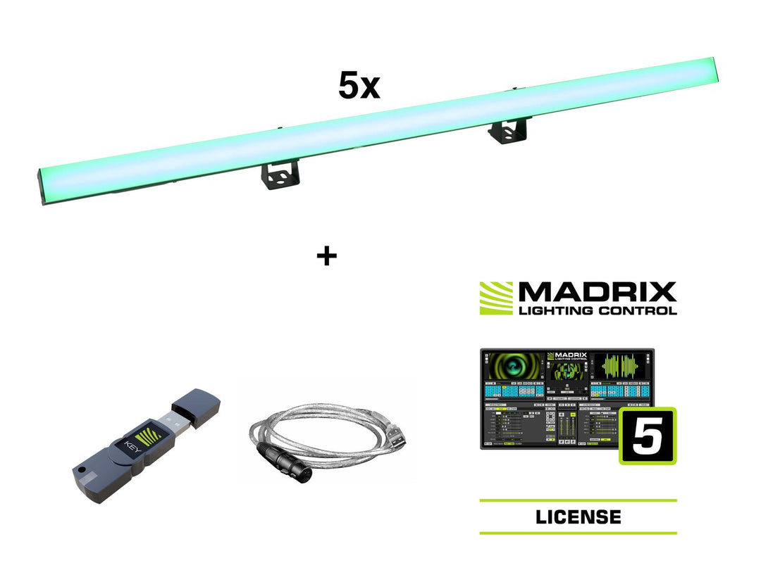 EUROLITE Set 5x LED PR-100/32 Pixel DMX Rail + Madrix-ohjelmisto