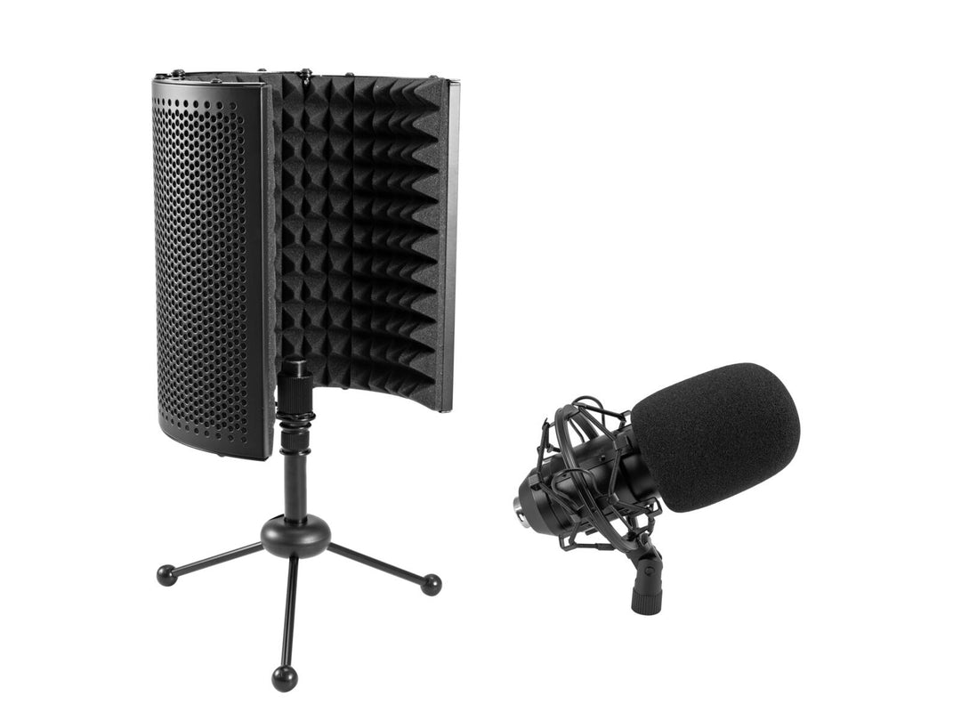 OMNITRONIC Set MIC CM-78MK2 suurikalvoinen kondensaattorimikrofoni + AS-04-pöytämikrofonin vaimennusjärjestelmä