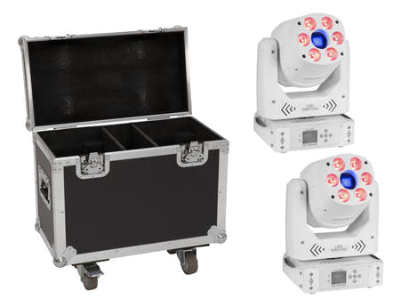 EUROLITE Set 2x LED TMH-H90 Hybrid Liikkuvat päät Spot/Wash COB wh + Case