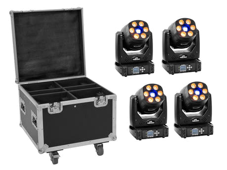 EUROLITE Set 4x LED TMH-H90 + flightcase med hjul