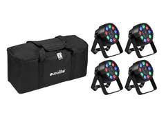 EUROLITE Set 4x AKKU Mini PARty RGBW Spot MK2 + Pehmeä laukku