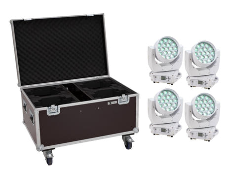EUROLITE Set 2x LED TMH-X4 Liikkuvat päät Wash Zoom wh + EU Case with wheels