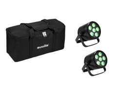 EUROLITE Setti 2x AKKU PAR 6 QCL + Pehmeä laukku