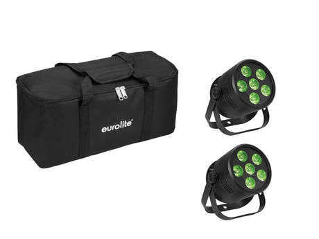 EUROLITE Set 2x LED Silent Par 6 QCL gulv bk + Soft Bag