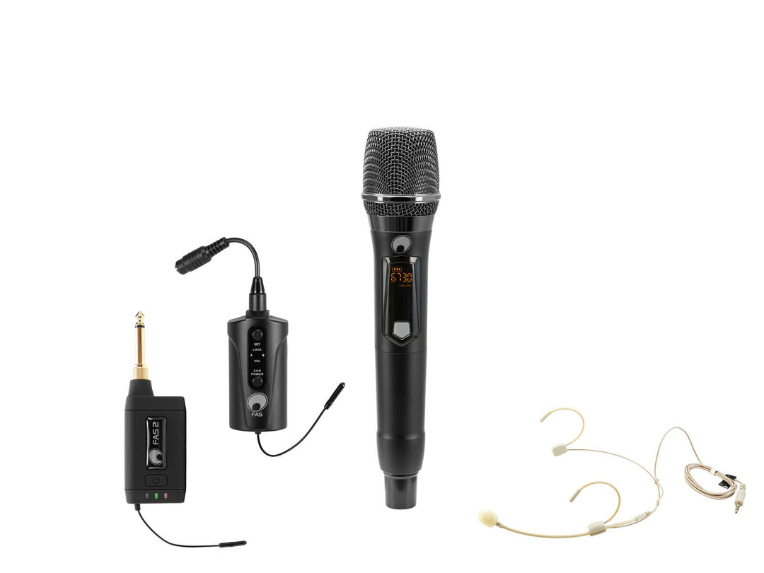 OMNITRONIC Set FAS TWO + Dyn. trådløs mikrofon + BP + Headset 660-690MHz