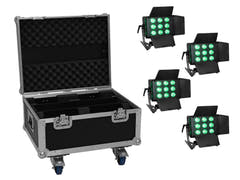 EUROLITE Setti 4x LED CLS-9 QCL RGB/WW 9x7W + kotelo