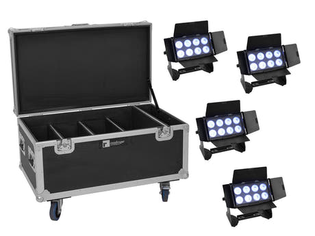 EUROLITE Setti 4x Multiflood IP 8x10W RGBW Wash + Laukku
