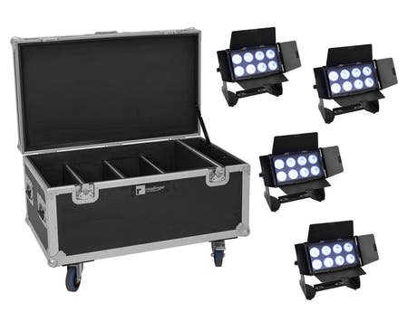 EUROLITE Setti 4x Multiflood IP 8x10W RGBW Wash CRMX + Case
