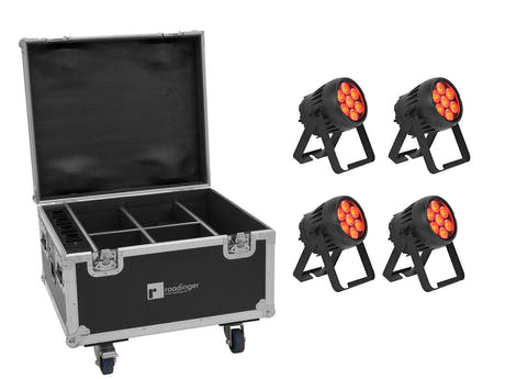 EUROLITE Set 4x AKKU IP PAR 7 QCL CRMX MK2 + Kotelo lataustoiminnolla